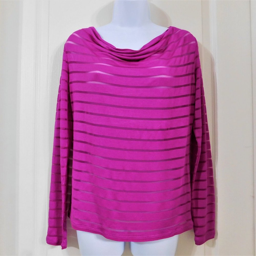 INC Women's Cowl Neck Long Sleeve Semi-Sheer Top